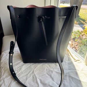 Mansur Gavriel Large Black-Pink Vegetable Leather Bucket Bag